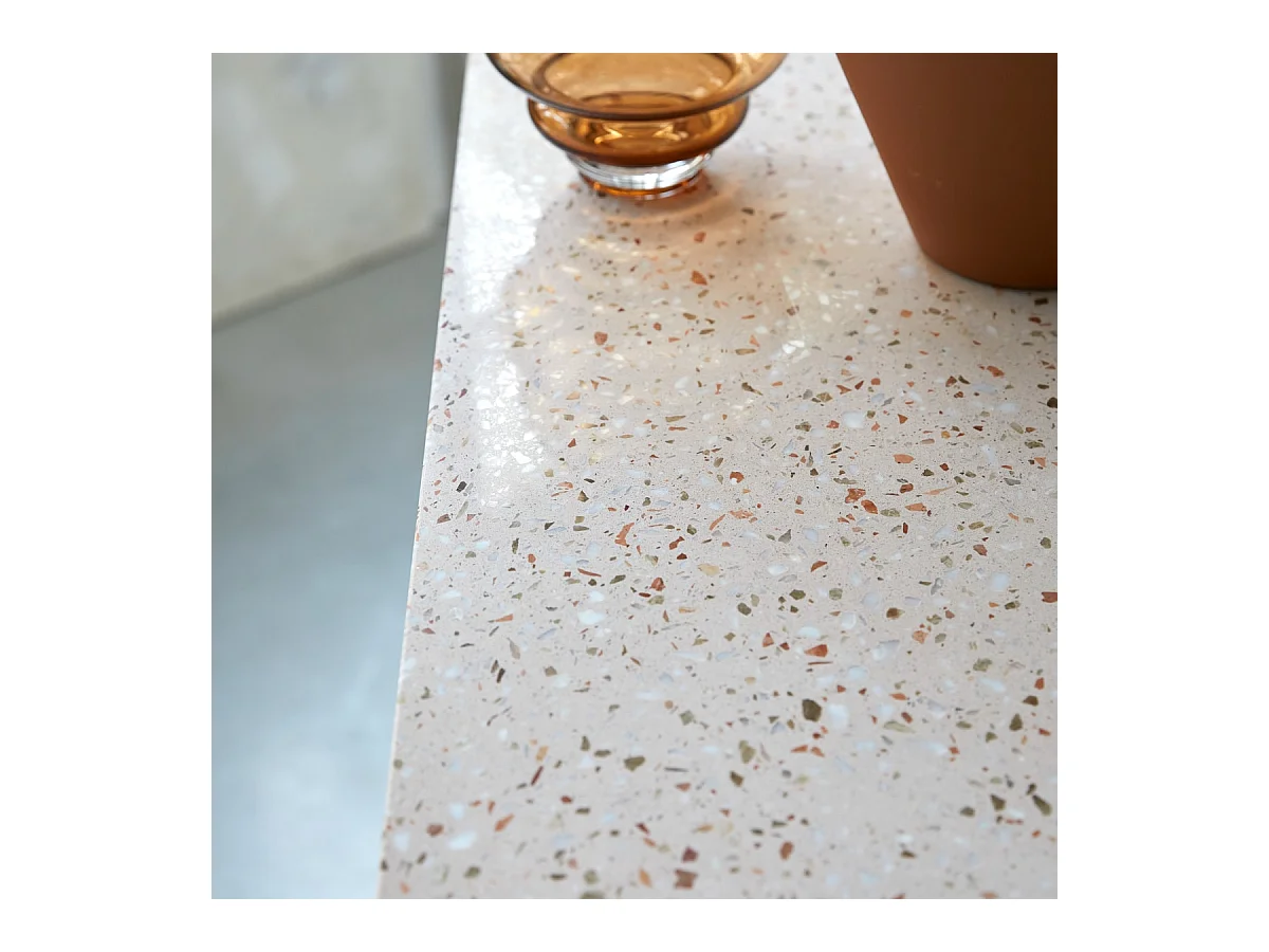 Consolle in legno di teak massello e terrazzo premium Pink Miho