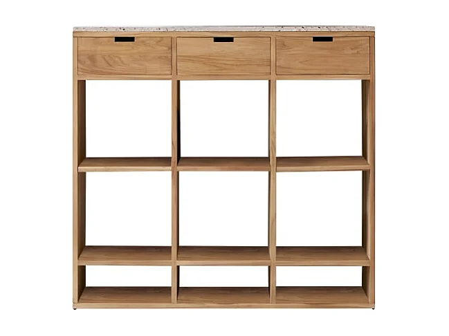 Konsole Miho aus Teakholz mit Premium-Terrazzo Pink