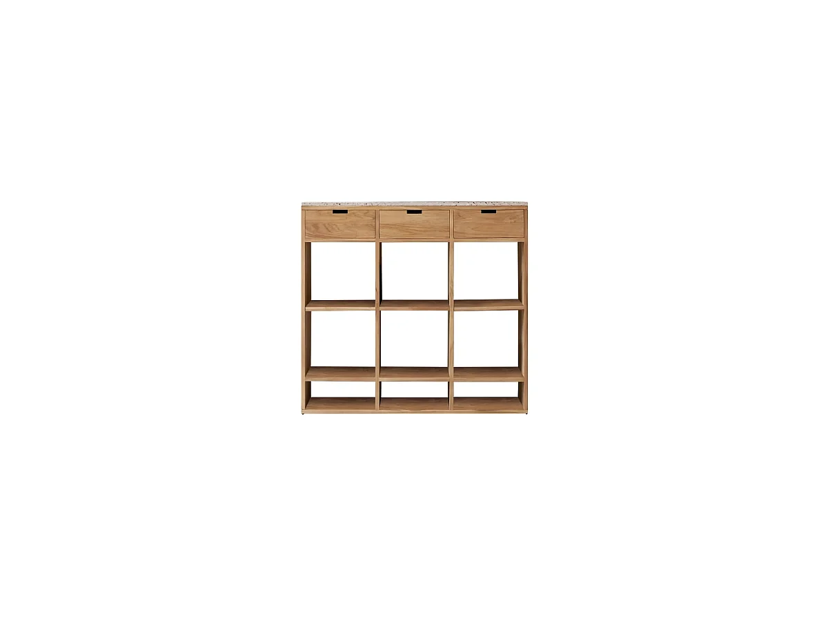 Consolle in legno di teak massello e terrazzo premium Pink Miho