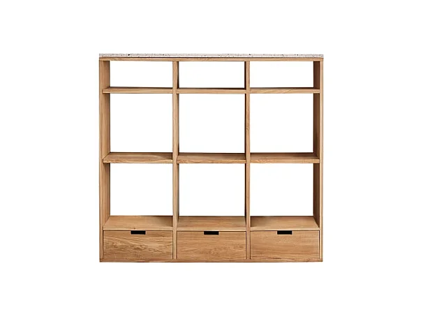 Consolle in legno di rovere massello e battuto di terrazzo premium Pink Miho