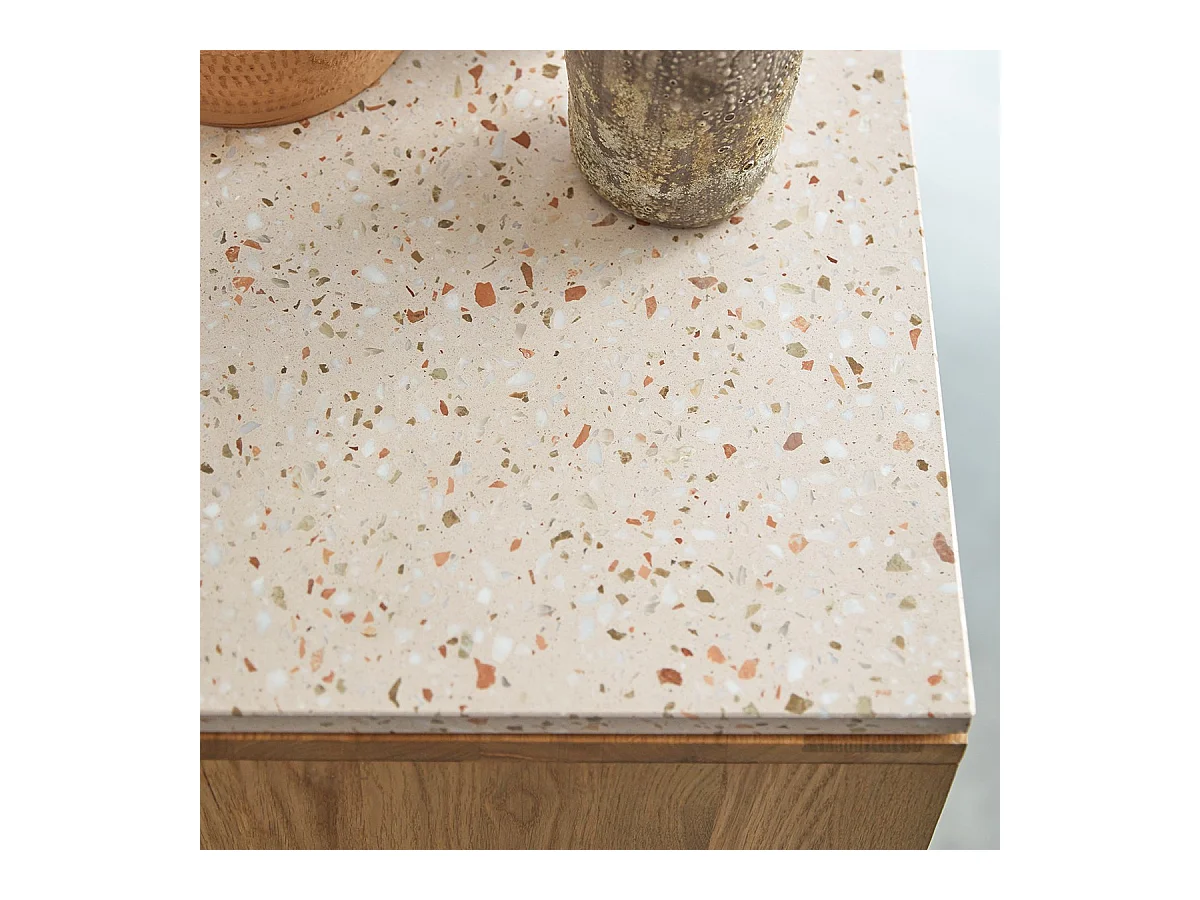 Consolle in legno di rovere massello e battuto di terrazzo premium Pink Miho