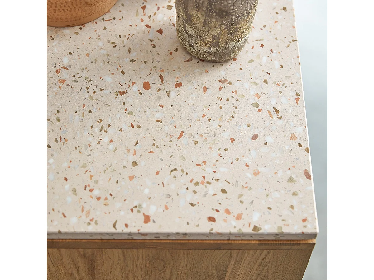 Consolle in legno di rovere massello e battuto di terrazzo premium Pink Miho