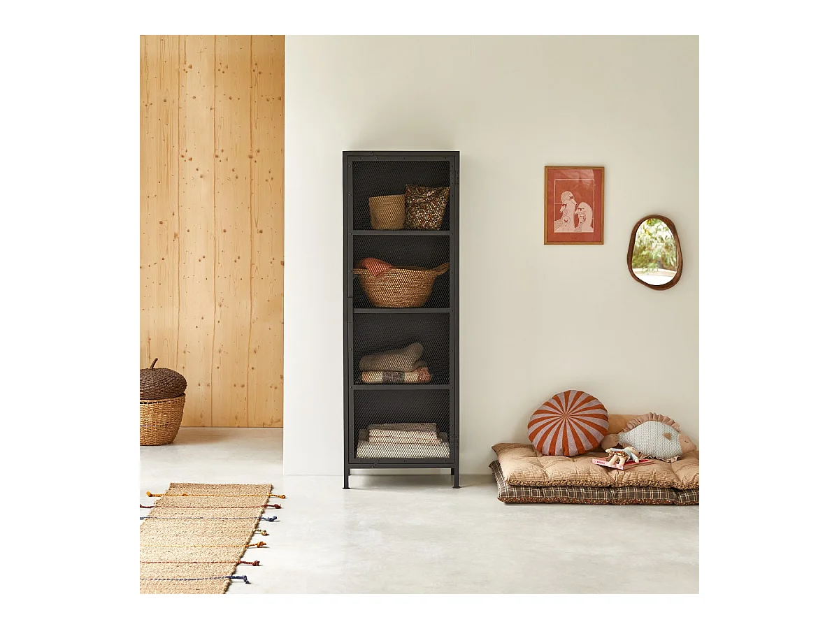 Armoire grillagée enfant en métal noir 175 Alma