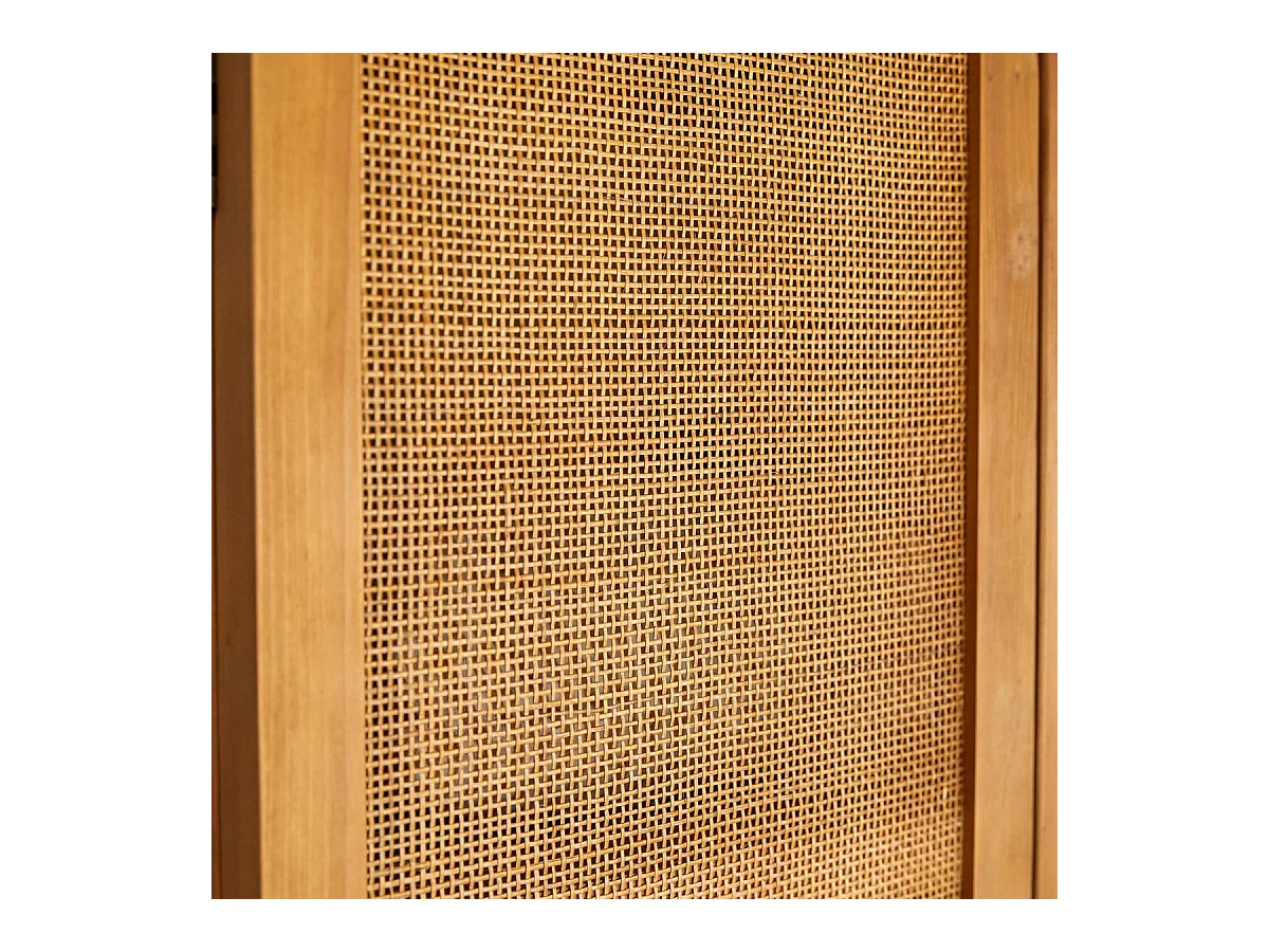 Aufbewahrungsschrank aus Pinienholz und Rattangeflecht 200 Ninon