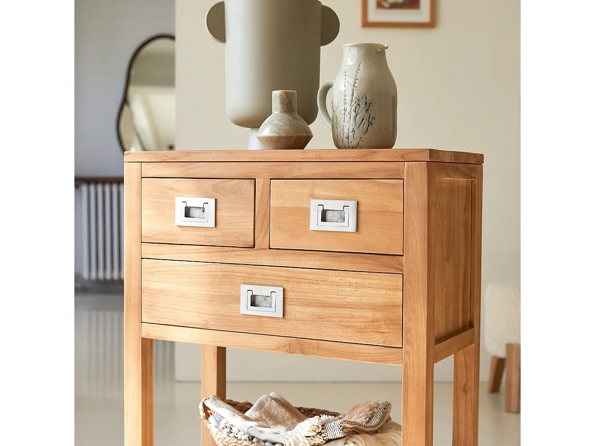 Konsole Kommode massivholz Highboard Teak Natur unbehandelt massiv NEU