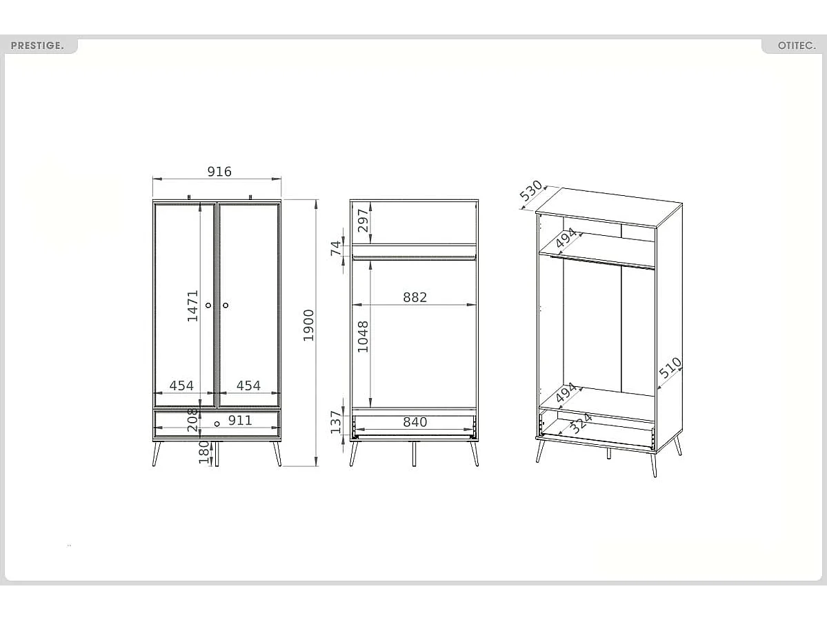 Garde Robe - H.190 x L.92 x P.53 cm - PRESTIGE