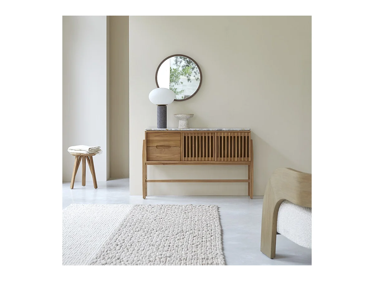 Console en bois de teck massif et terrazzo premium Isaure