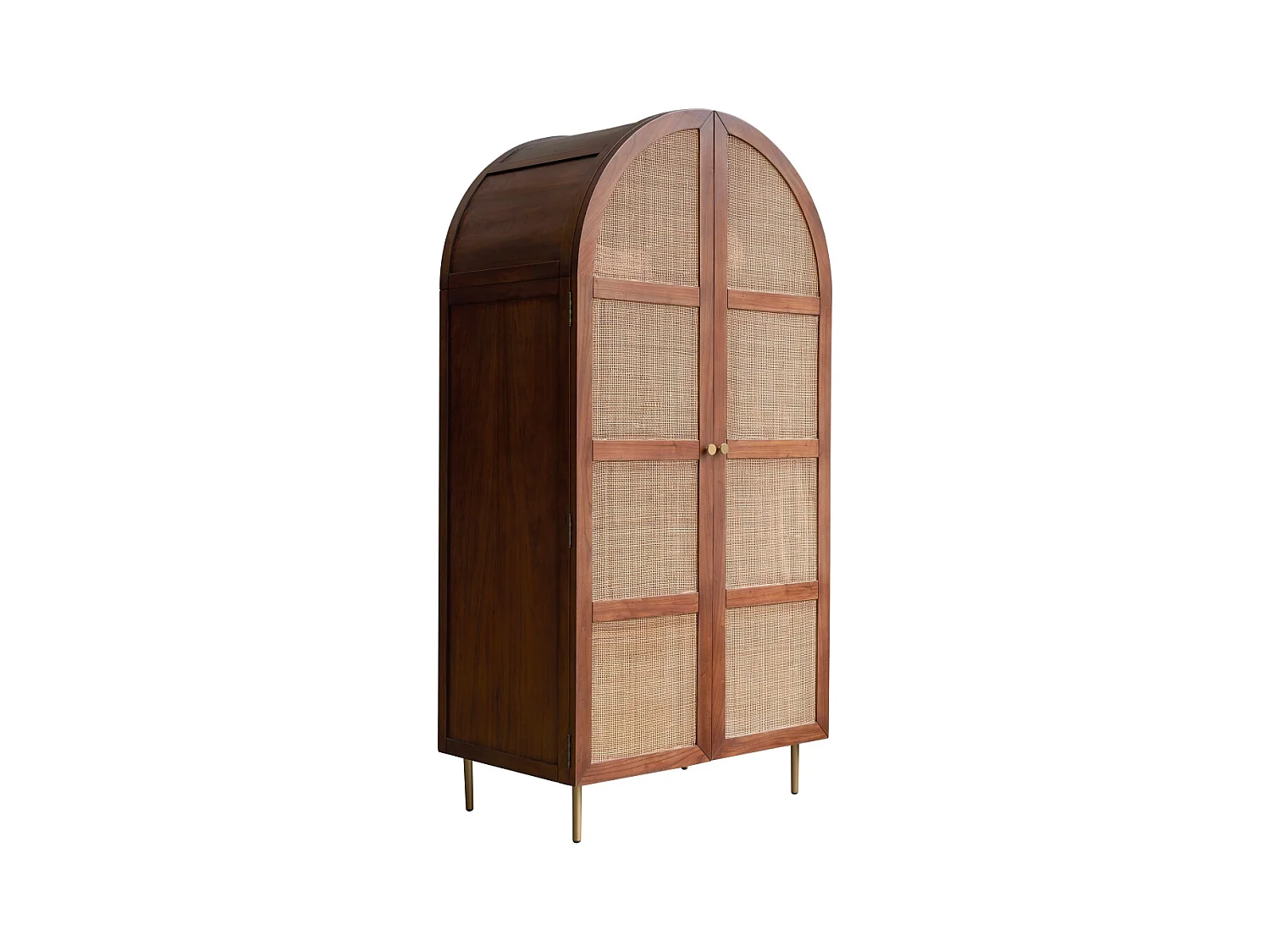 Armoire de rangement en bois d'orme et cannage Lisbeth