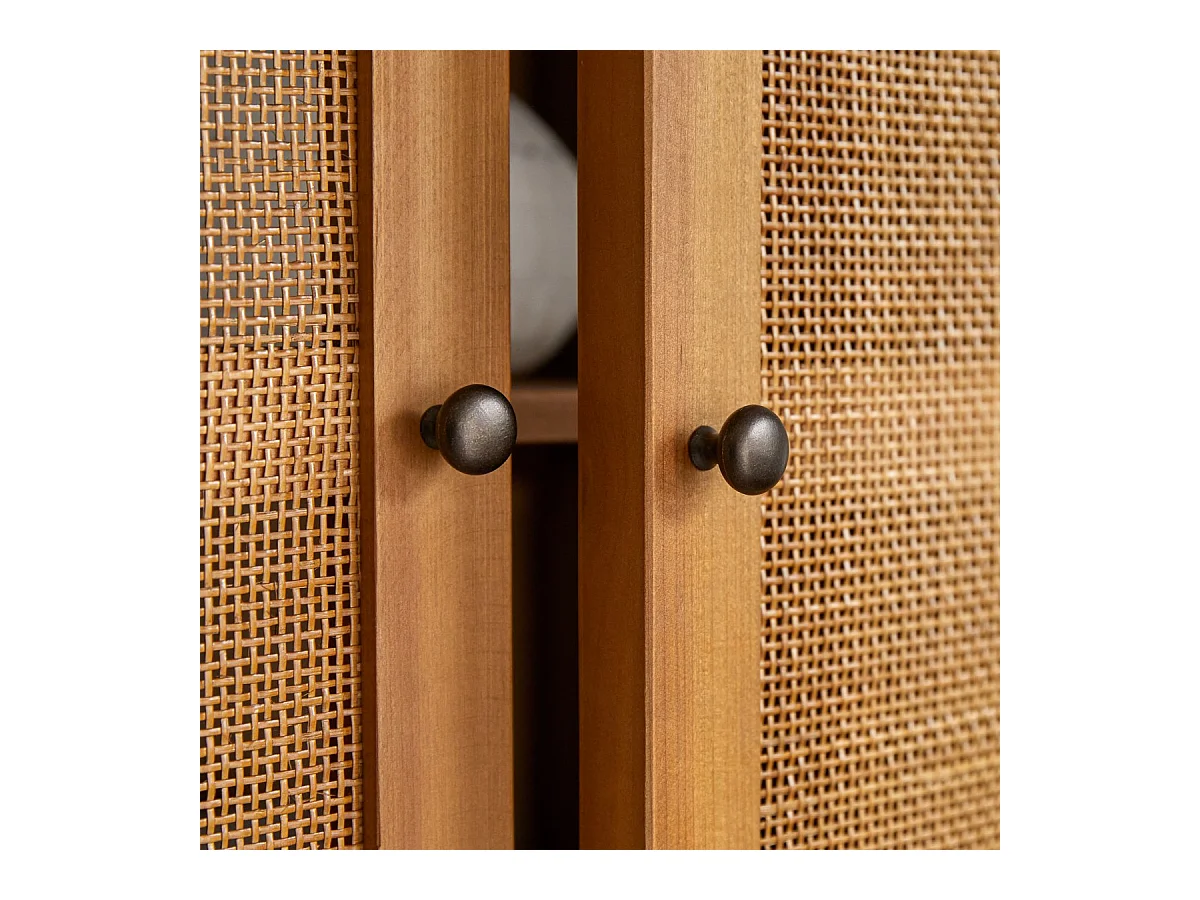 Kinderschrank aus Pinienholz und Rattangeflecht 200 Ninon