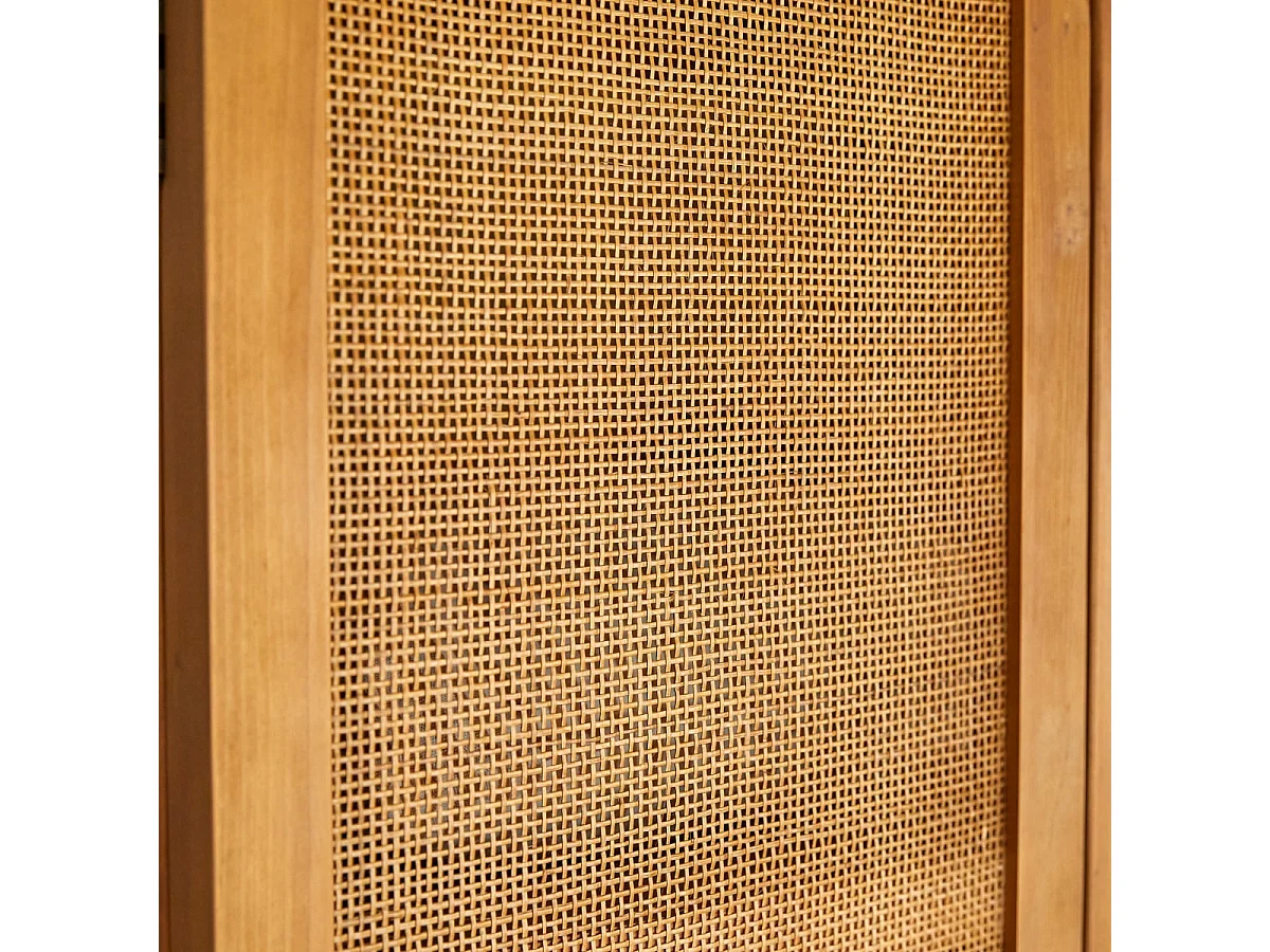 Armadio per bambini in legno di pino e midollino 200 Ninon