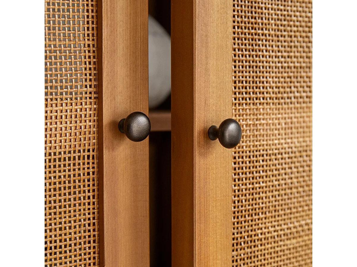 Armadio per bambini in legno di pino e midollino 200 Ninon