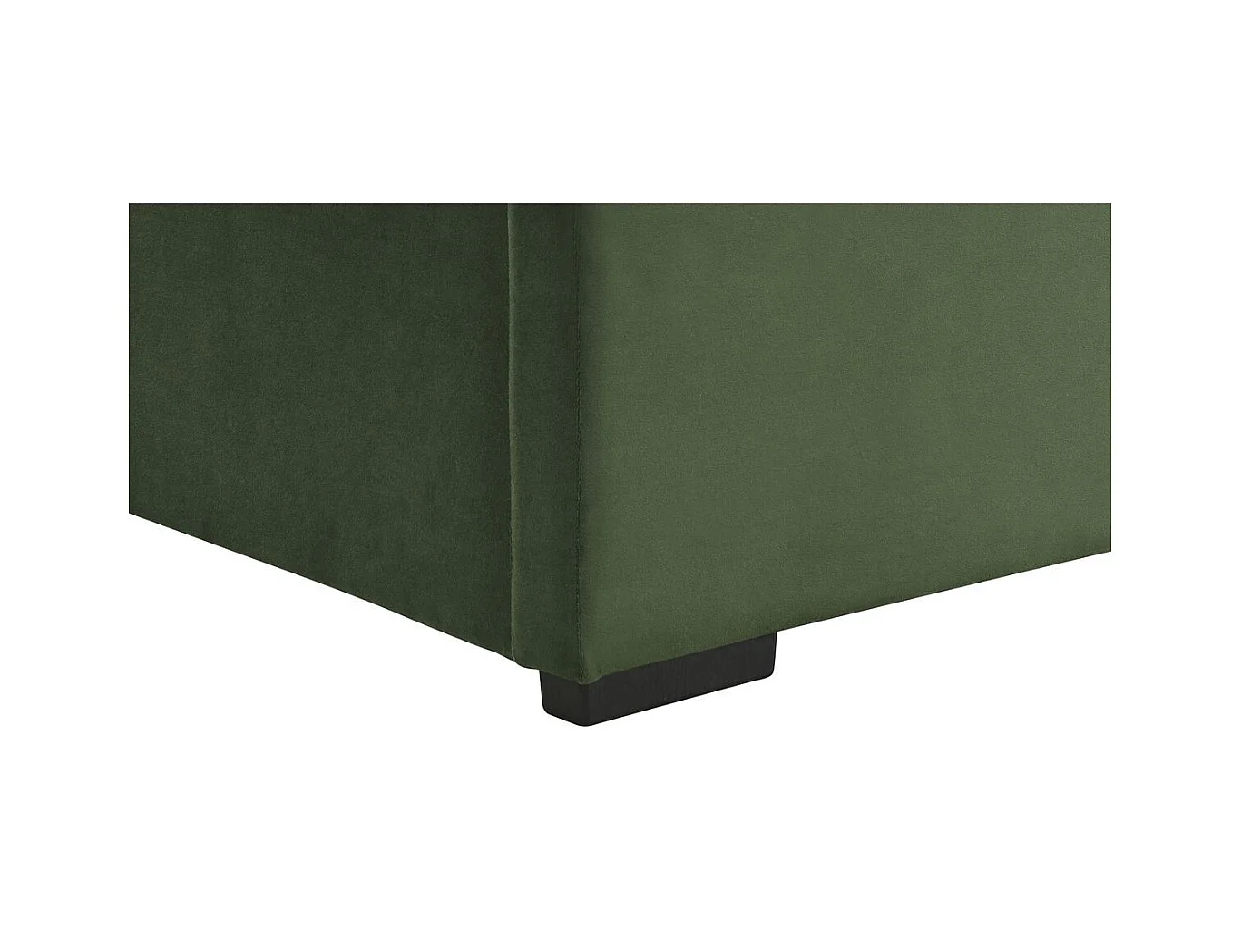 Lit coffre adulte 140x190 cm avec sommier et tête de lit capitonnée en velours vert kaki - Lola