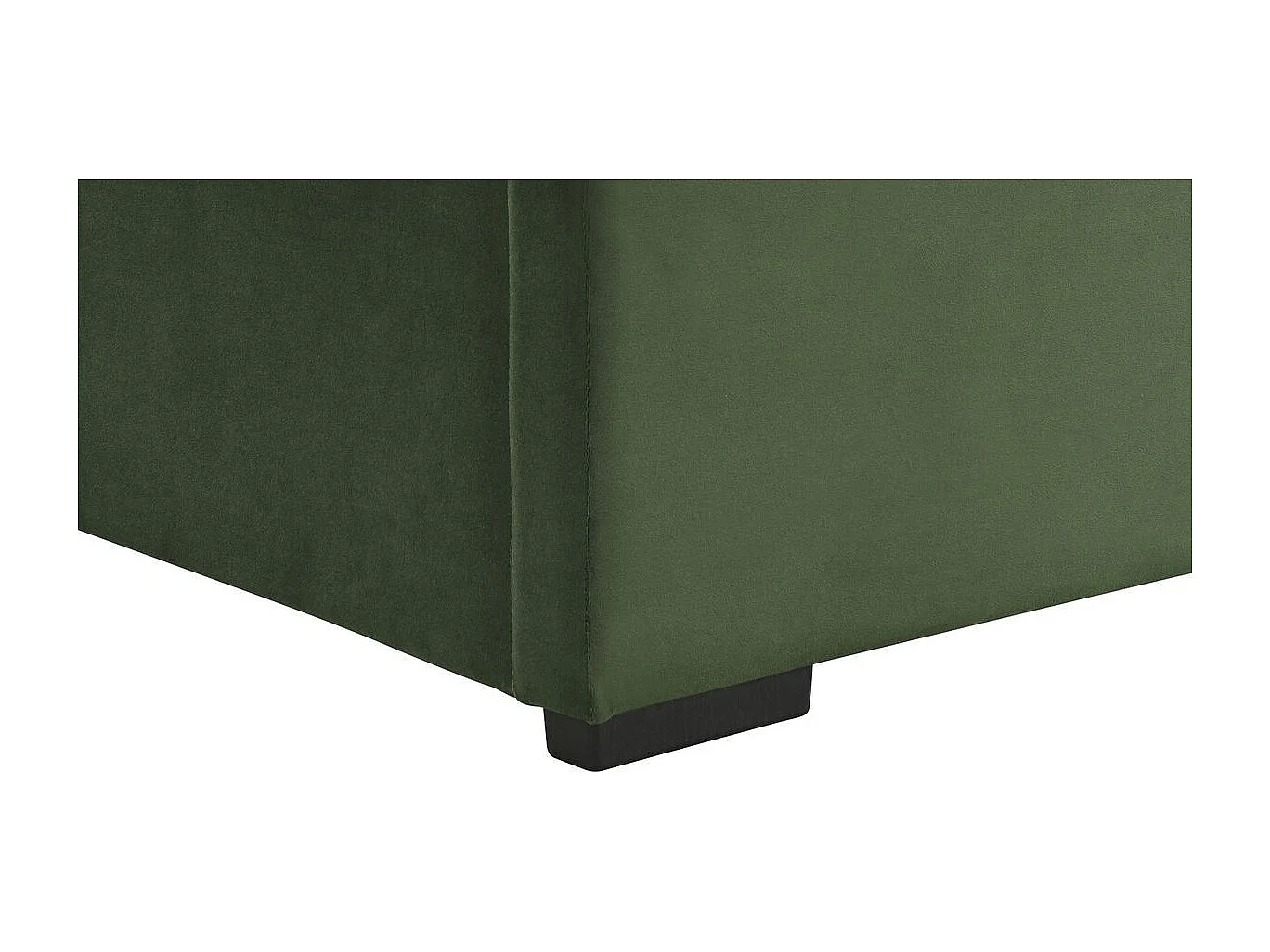 Lit coffre adulte 140x190 cm avec sommier et tête de lit capitonnée en velours vert kaki - Lola