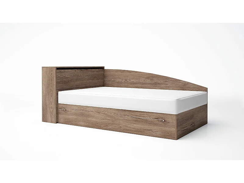 Letto ad angolo contenitore marrone effetto legno 120x190 LG56