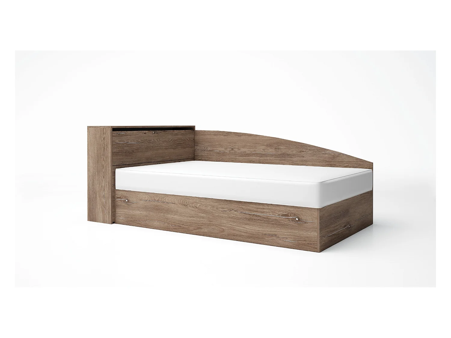 Letto ad angolo contenitore marrone effetto legno 120x190 LG56