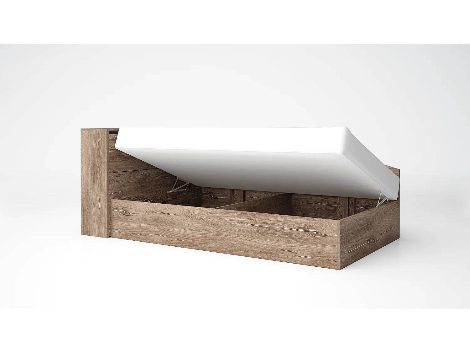 Letto ad angolo contenitore marrone effetto legno 120x190 LG56