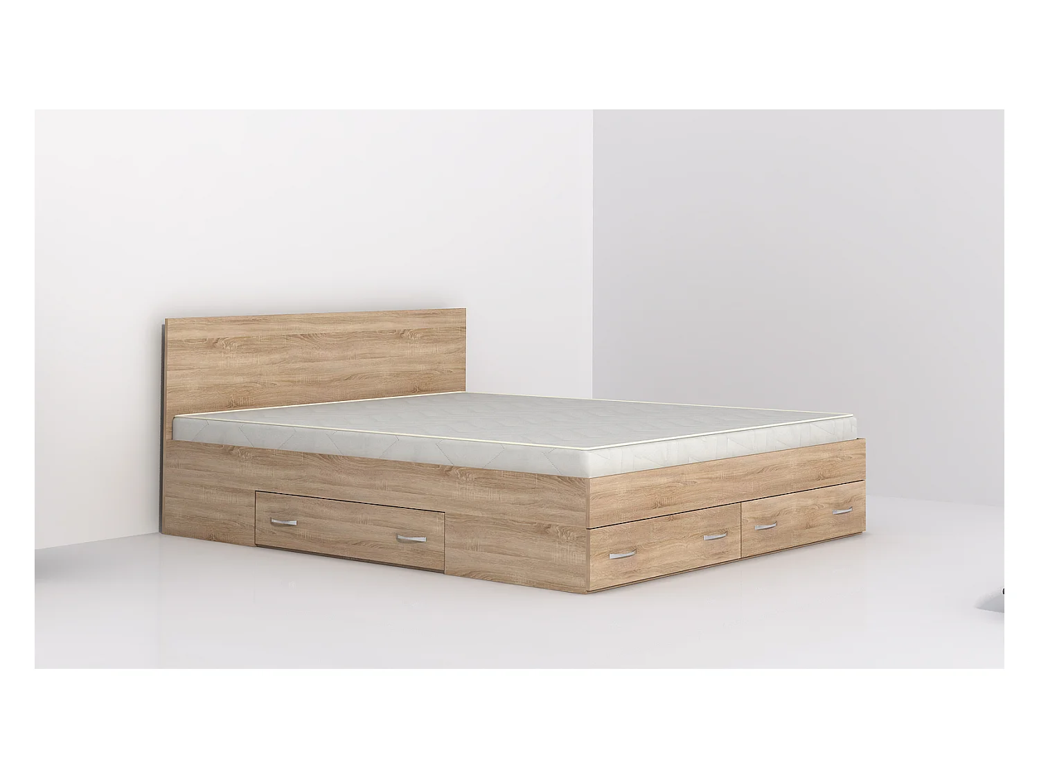 Letto matrimoniale con contenitore rovere LG12