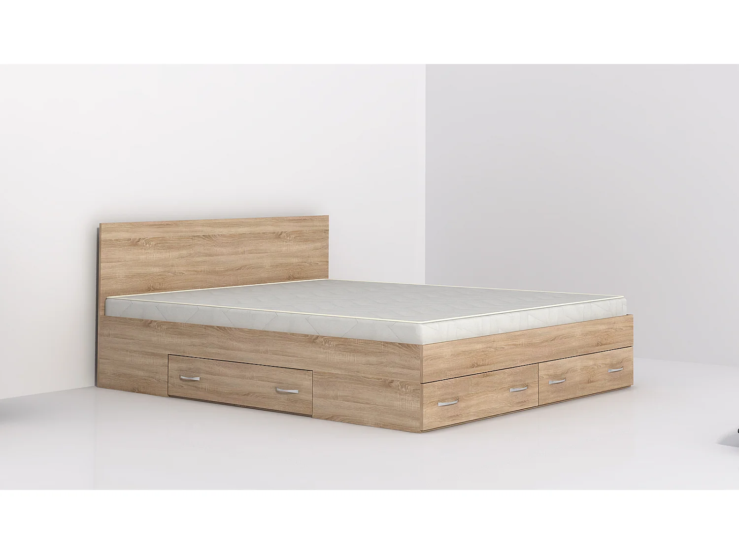 Letto matrimoniale con contenitore rovere LG12