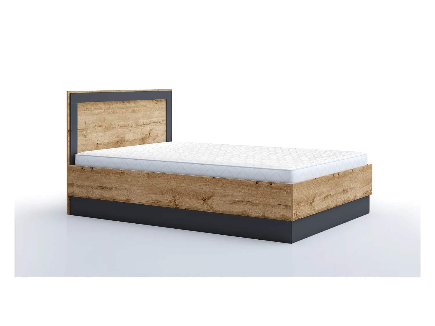 Letto alla francese 140x200 rovere e antracite LG59