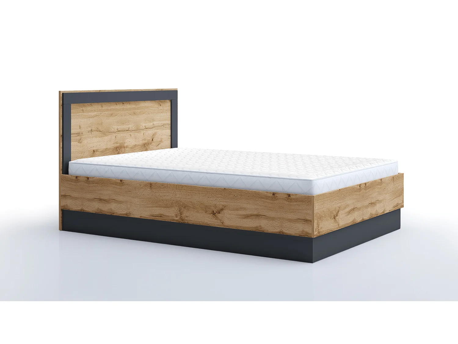 Letto alla francese 140x200 rovere e antracite LG59