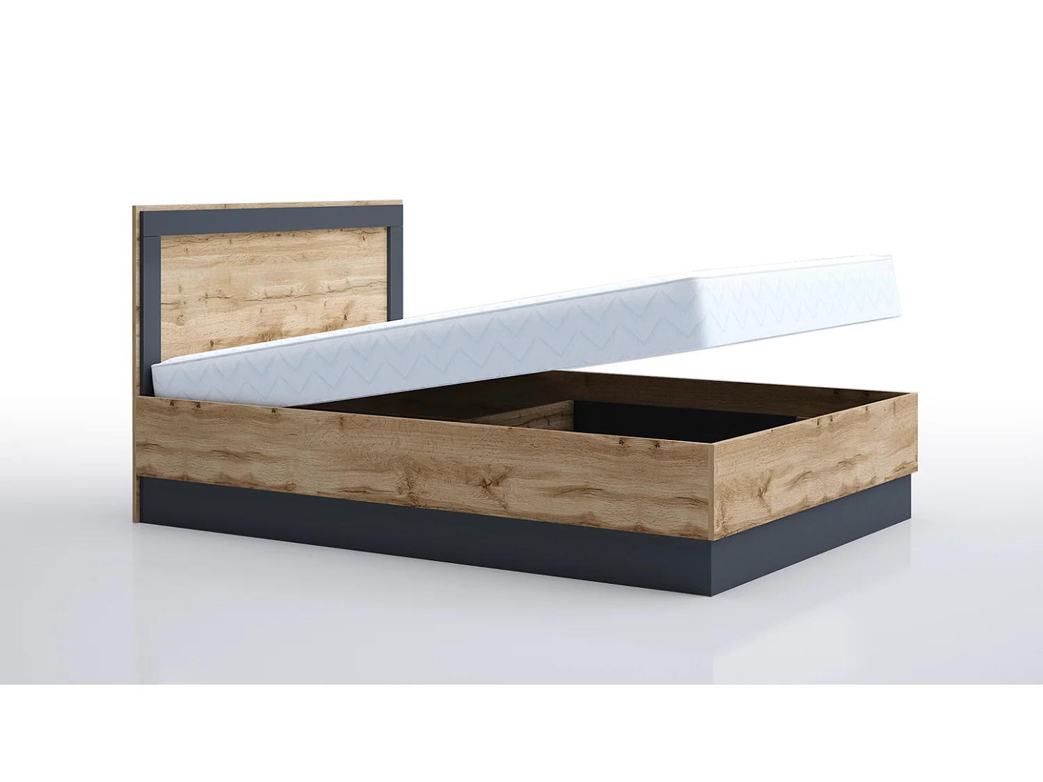 Letto alla francese 140x200 rovere e antracite LG59