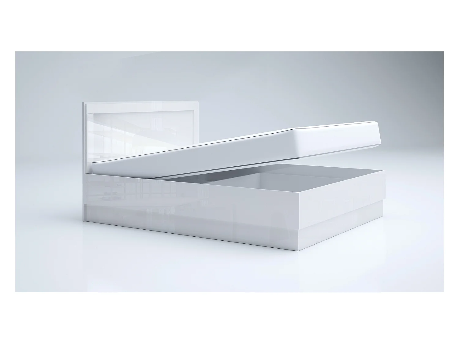 Letto matrimoniale con contenitore bianco lucido LG57