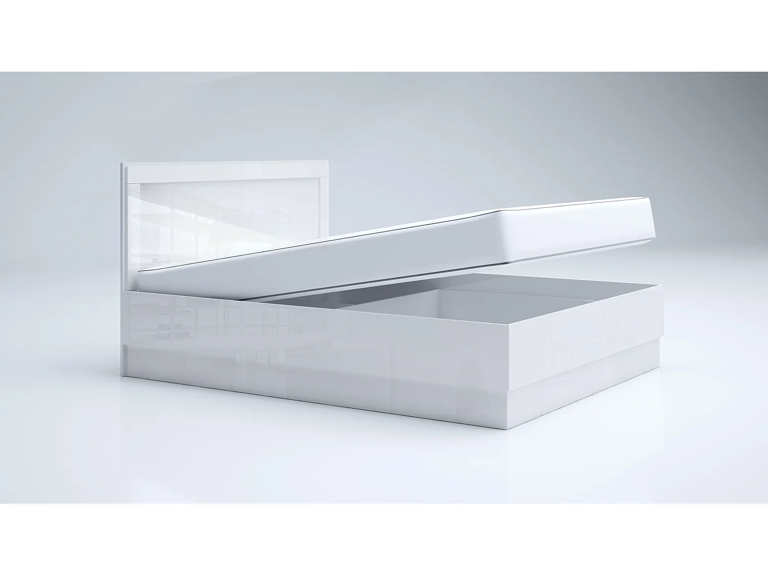 Letto matrimoniale con contenitore bianco lucido LG57