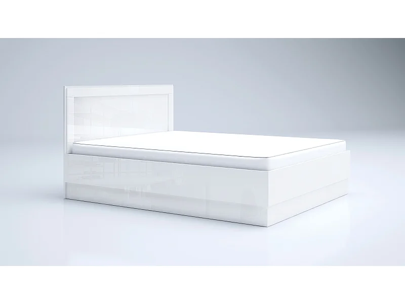 Letto matrimoniale con contenitore bianco lucido LG57