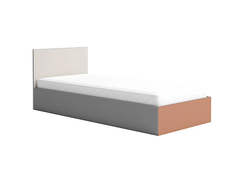 Letto singolo contenitore moderno 82x190 cm in grigio/beige/arancio LG14