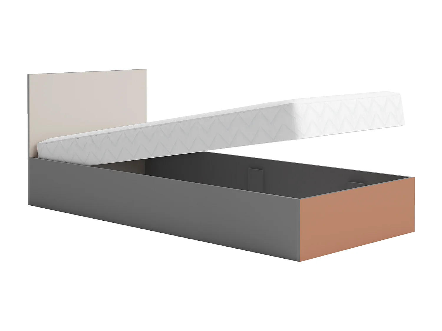 Letto singolo contenitore moderno 82x190 cm in grigio/beige/arancio LG14