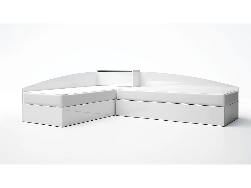 Letti singoli ad angolo bianco lucido LG55