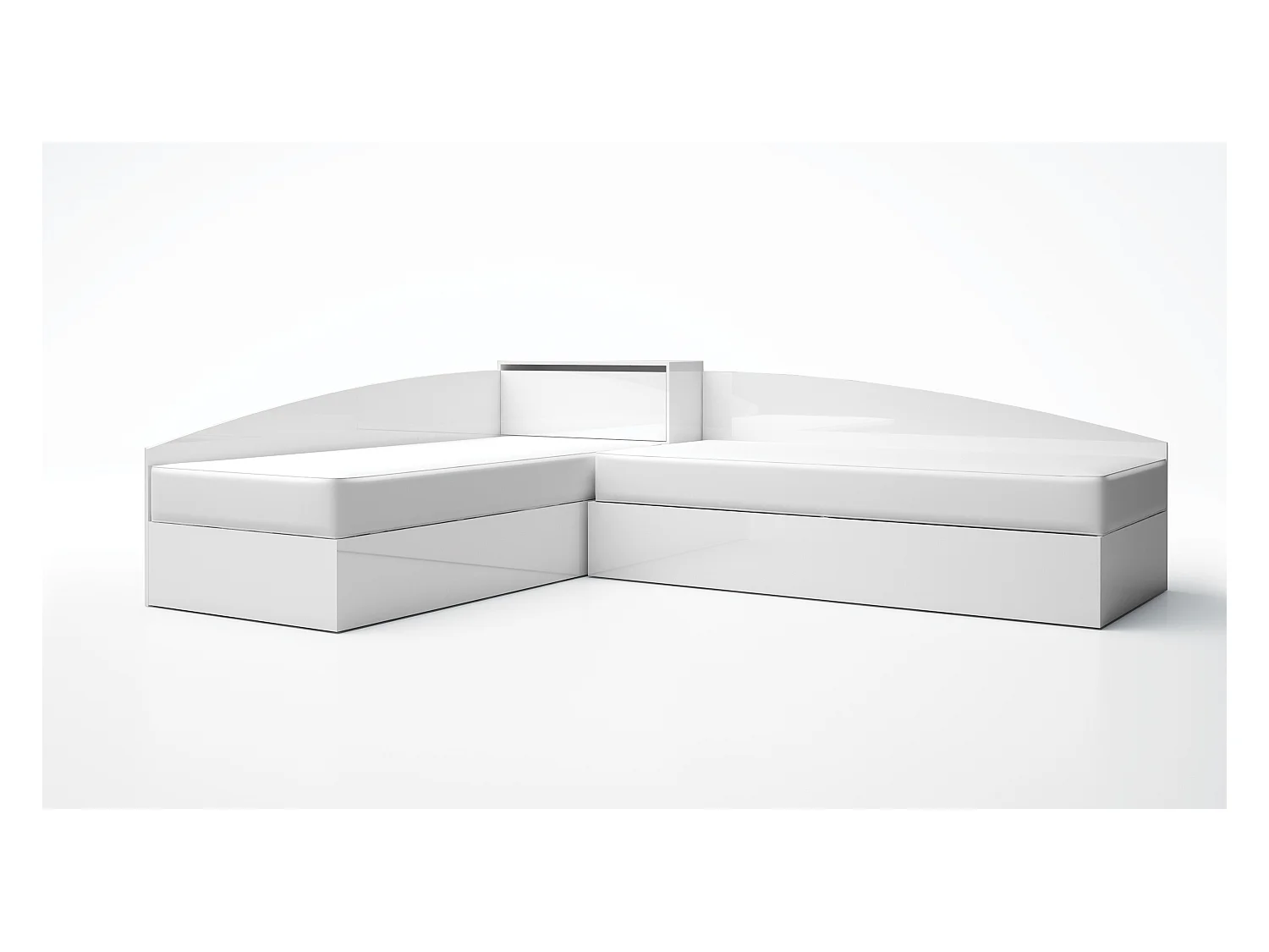 Letti singoli ad angolo bianco lucido LG55