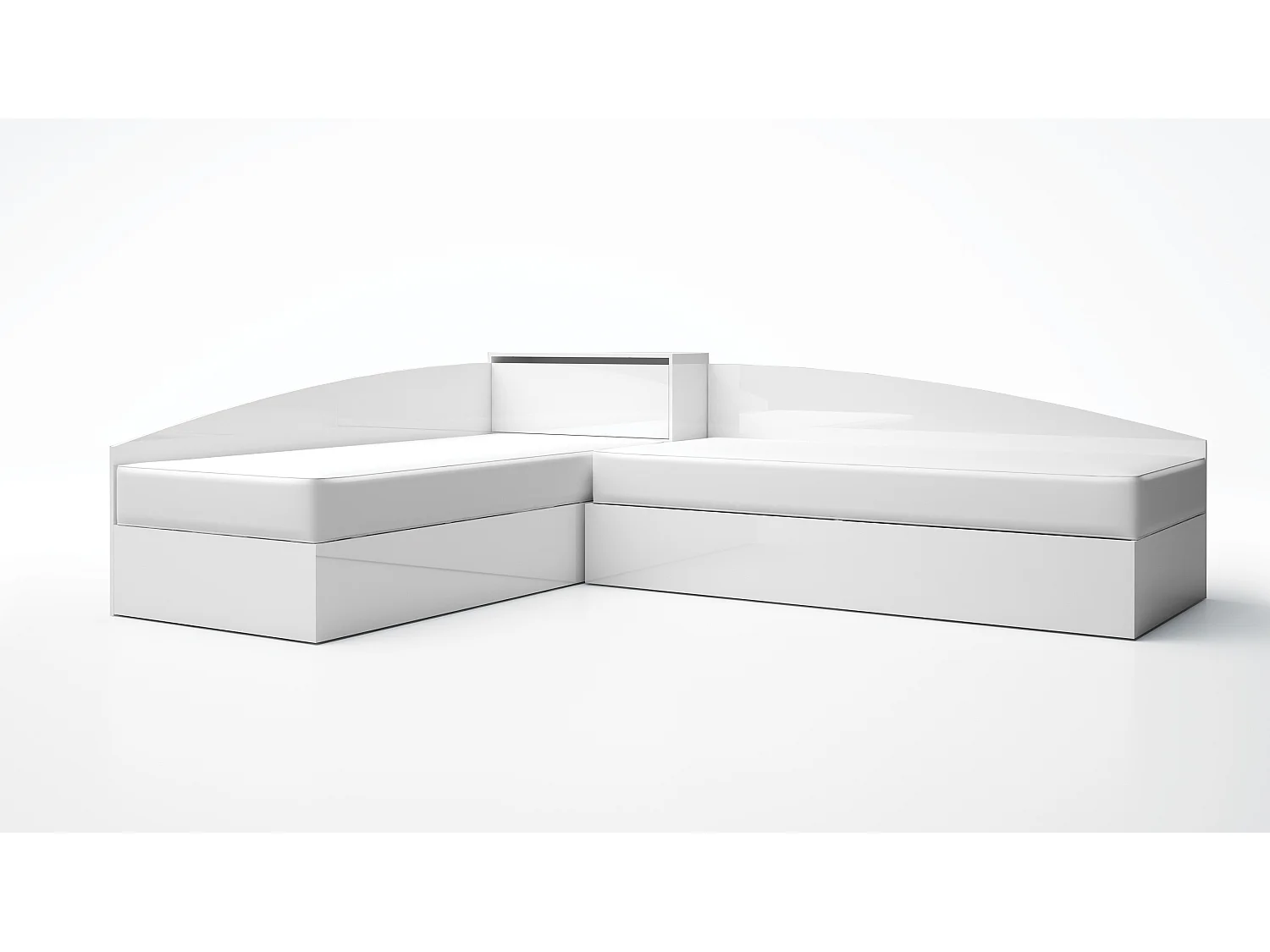 Letti singoli ad angolo bianco lucido LG55