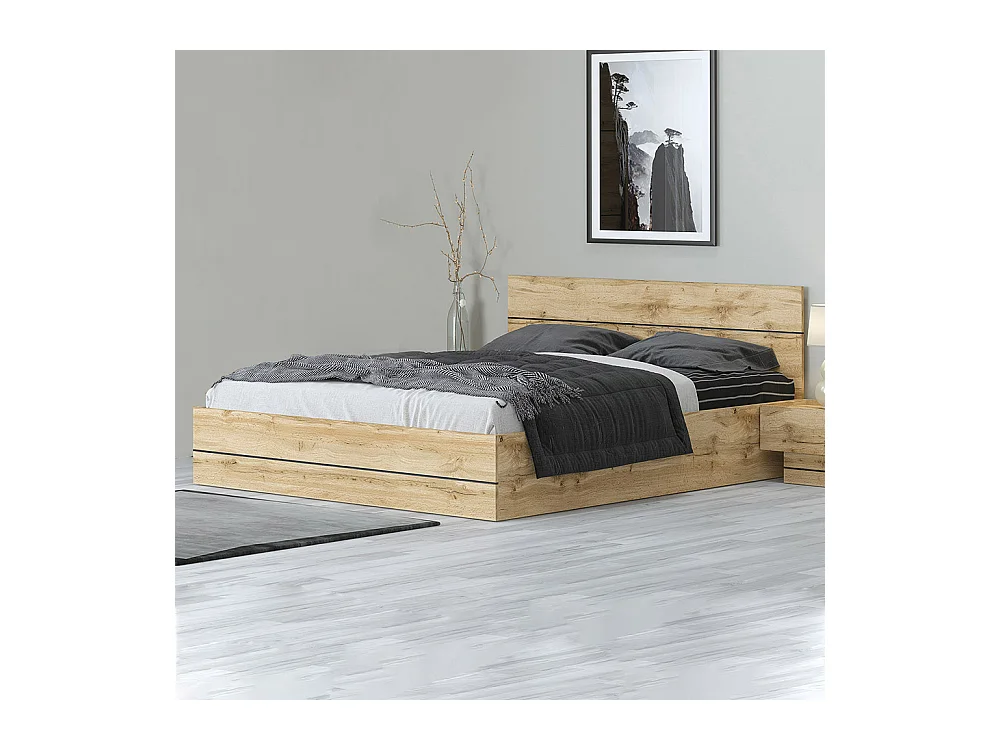 Letto matrimoniale contenitore 160x200 cm in rovere naturale LG68