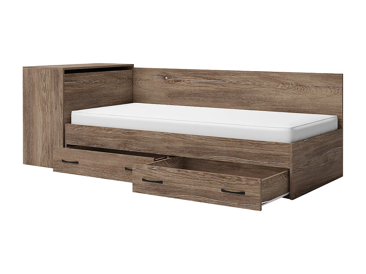Letto singolo moderno con cassetti 82x190 cm marrone LG17