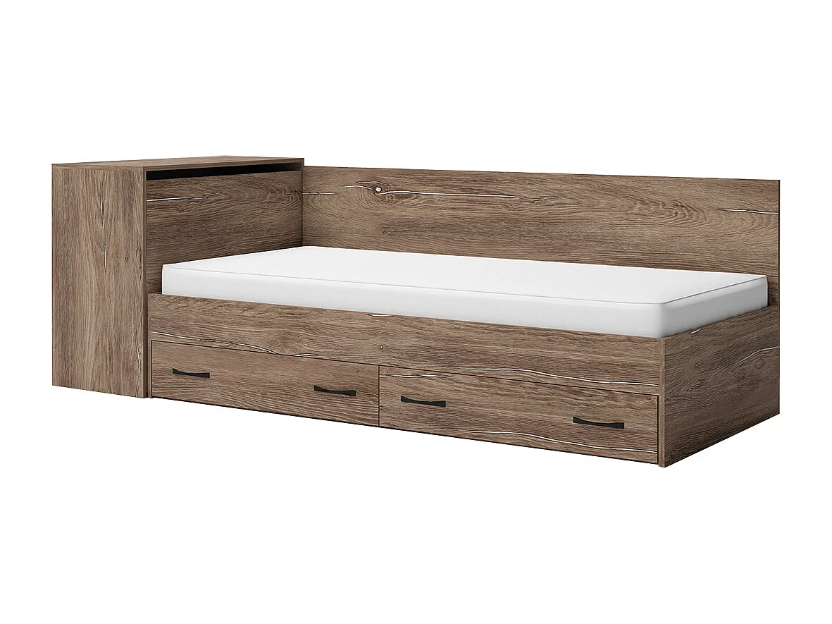 Letto singolo moderno con cassetti 82x190 cm marrone LG17