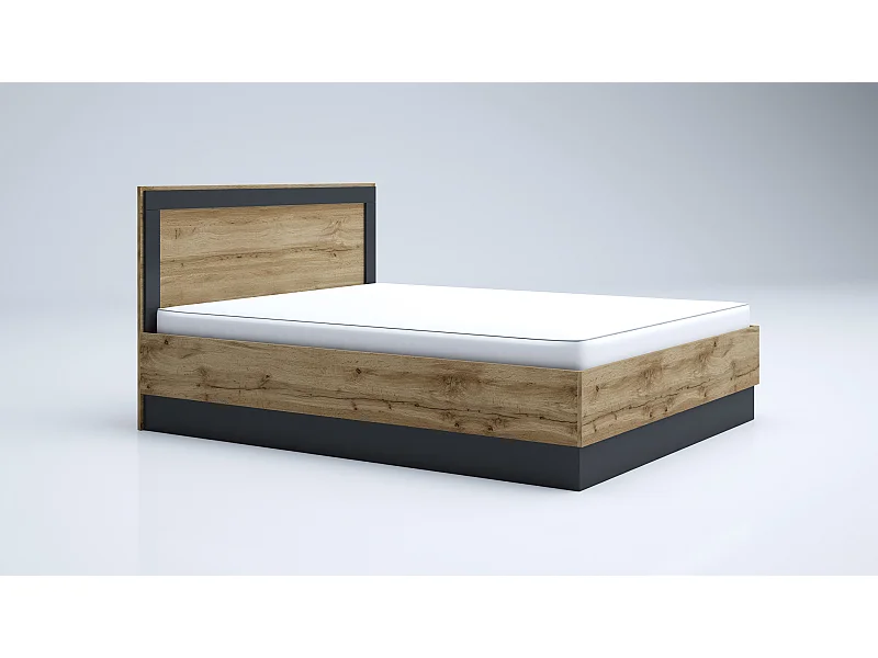 Letto matrimoniale con contenitore rovere e antracite LG57