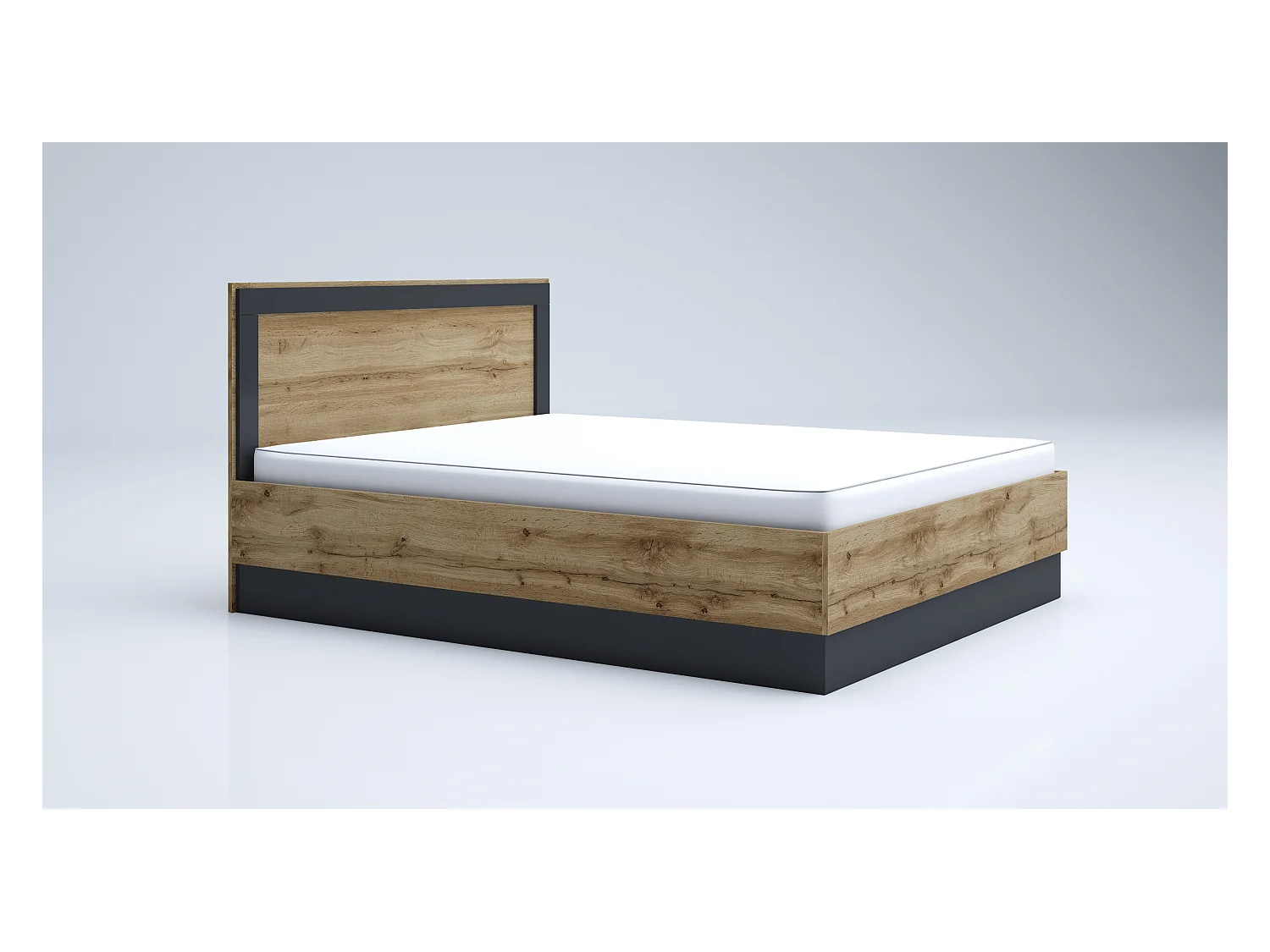 Letto matrimoniale con contenitore rovere e antracite LG57