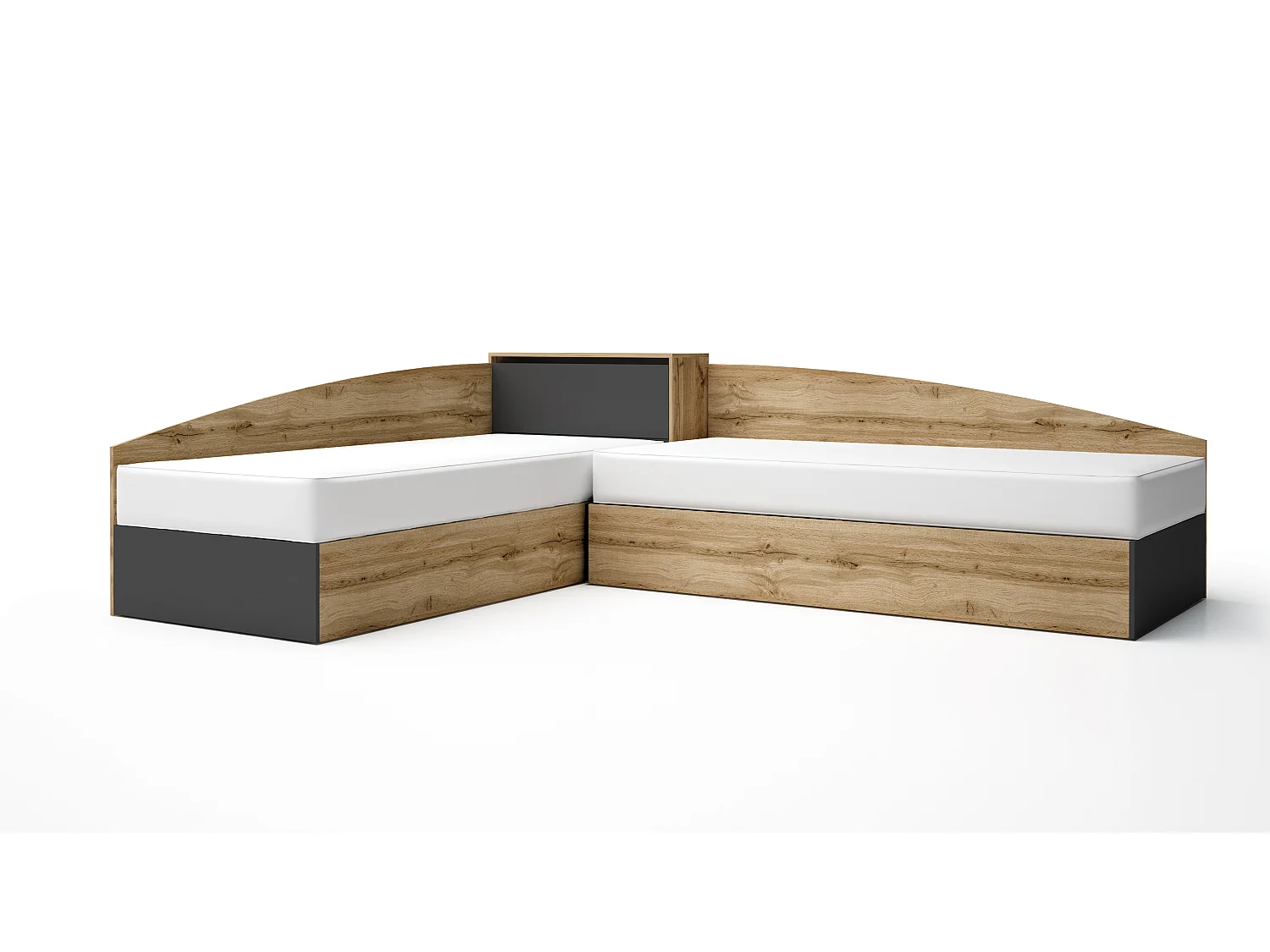 Letti singoli ad angolo rovere e antracite LG55