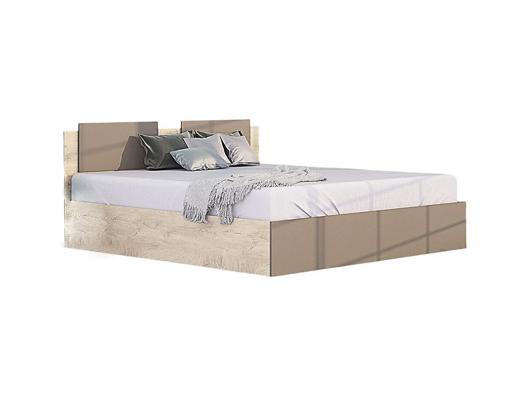 Letto matrimoniale moderno 160x200 cm rovere chiaro e beige scuro LG47