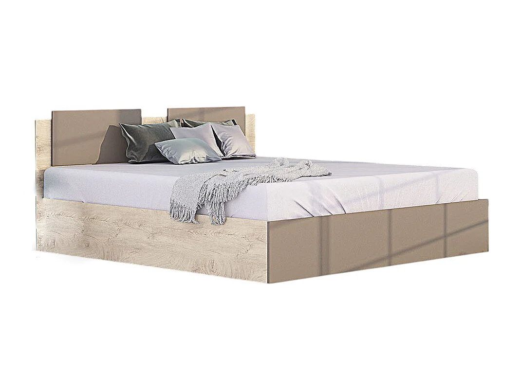 Letto matrimoniale moderno 160x200 cm rovere chiaro e beige scuro LG47