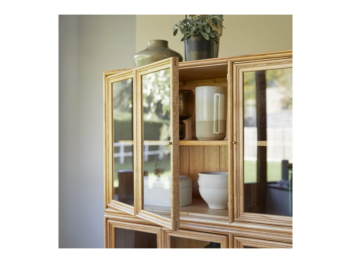 Doppelvitrine aus Mindiholz Massivholz 120 cm Geschirrschrank Buffet Tikamoon