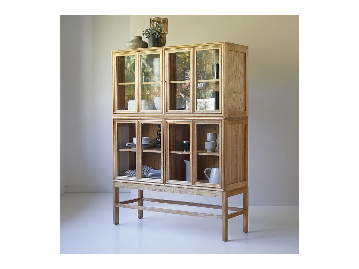 Doppelvitrine aus Mindiholz Massivholz 120 cm Geschirrschrank Buffet Tikamoon