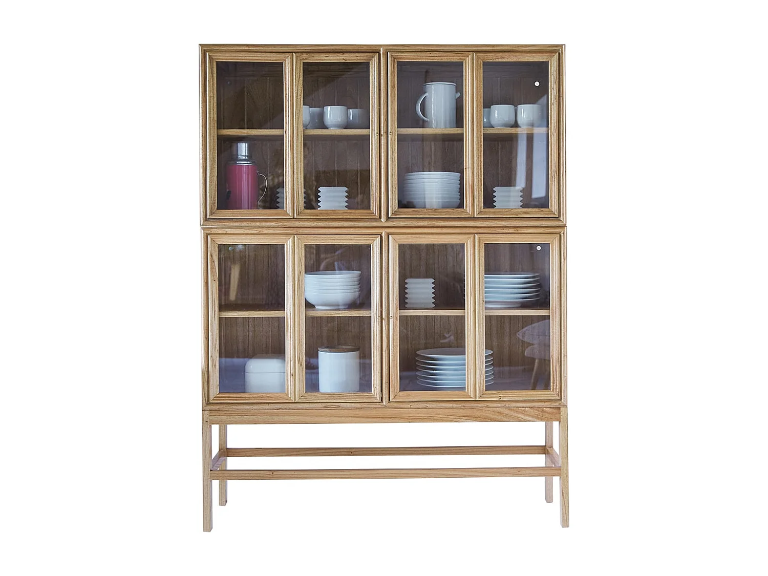 Doppelvitrine aus Mindiholz Massivholz 120 cm Geschirrschrank Buffet Tikamoon