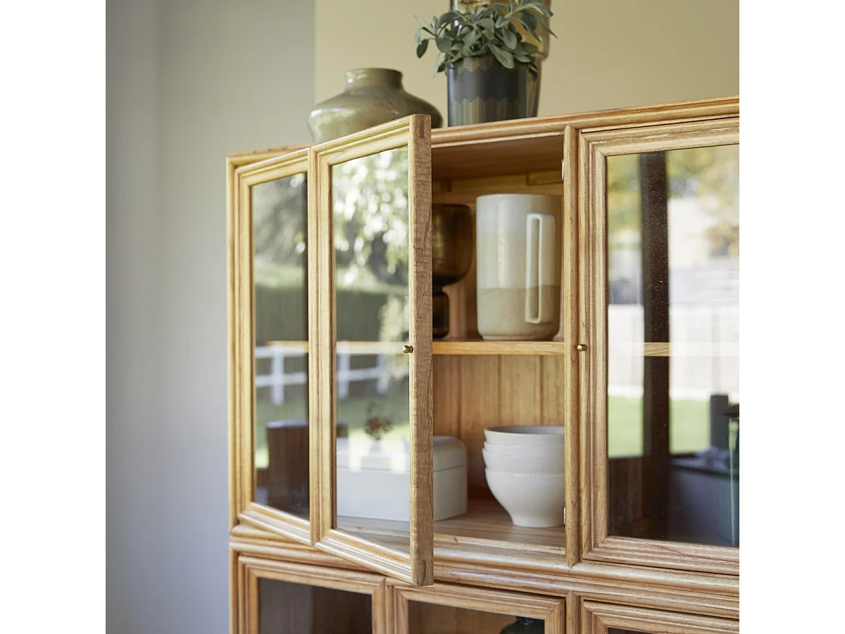 Doppelvitrine aus Mindiholz Massivholz 120 cm Geschirrschrank Buffet Tikamoon