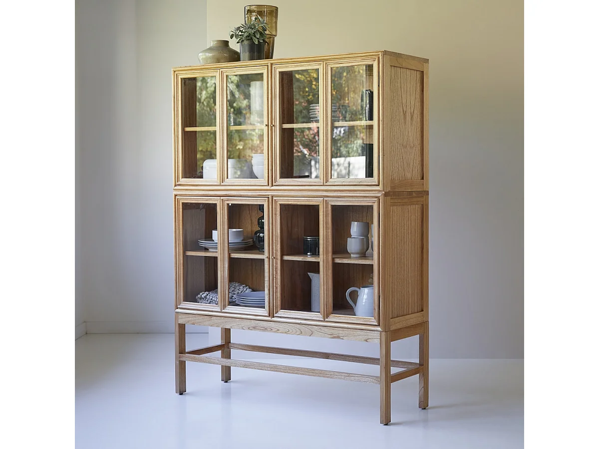 Doppelvitrine aus Mindiholz Massivholz 120 cm Geschirrschrank Buffet Tikamoon