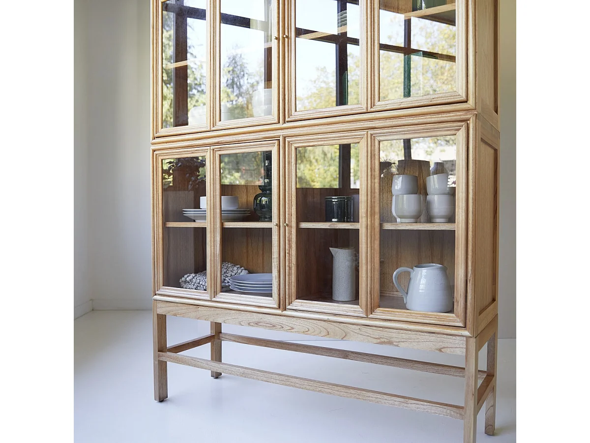 Doppelvitrine aus Mindiholz Massivholz 120 cm Geschirrschrank Buffet Tikamoon