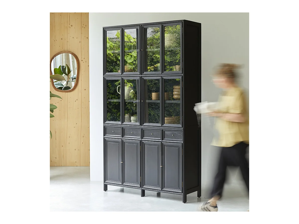 Geschirrschrank aus Mindi schwarz 120 cm hoch Buffet Geschirr Esszimmer