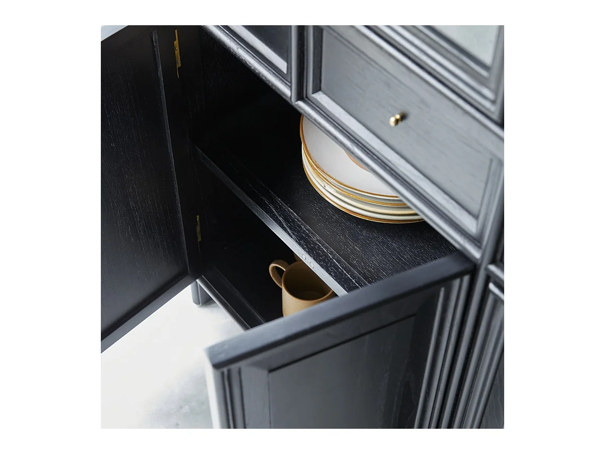 Geschirrschrank aus Mindi schwarz 120 cm hoch Buffet Geschirr Esszimmer