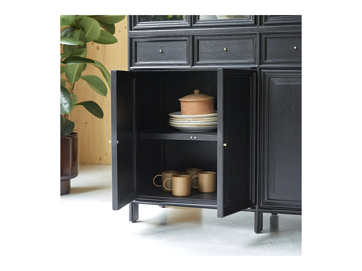 Geschirrschrank aus Mindi schwarz 120 cm hoch Buffet Geschirr Esszimmer